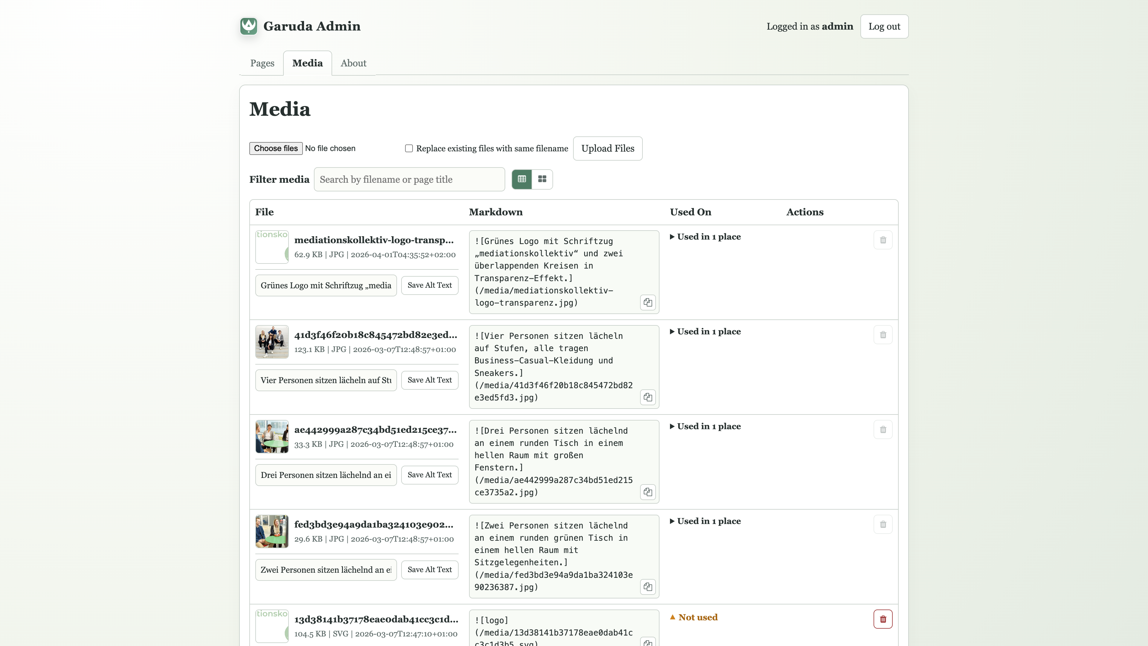 Verwalte deine Bilder im Garuda CMS